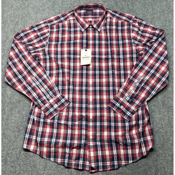 UNTUCKit Navarro Shirt Mens 2XLT Tall Red White Blue Button Up Long Sleeve New - Picture 1 of 10